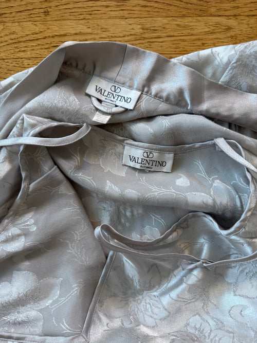 Vintage Valentino Grey Brocade Peignoir Set size S/small M