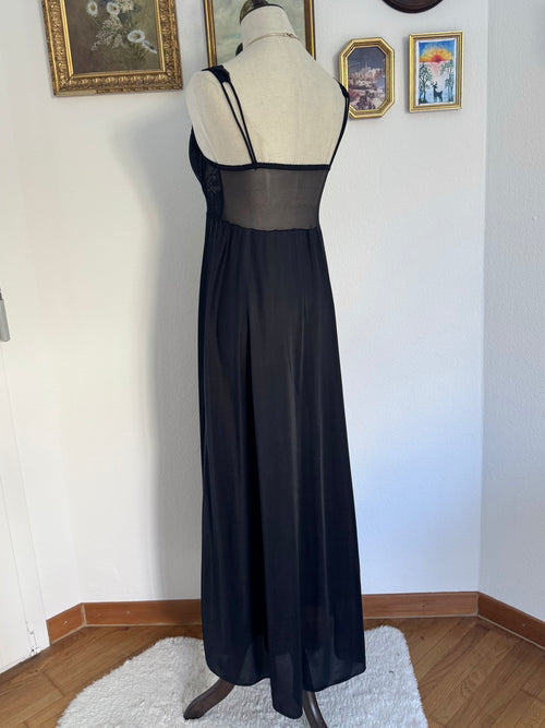 Olga Black Bustier Nylon Maxi Gown size S/small M