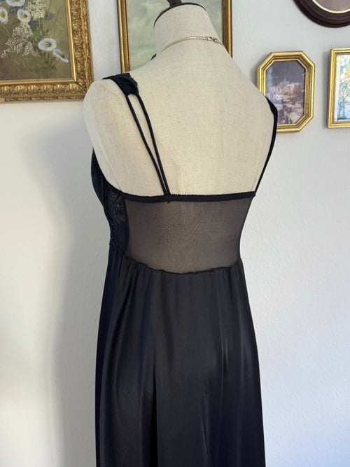 Olga Black Bustier Nylon Maxi Gown size S/small M