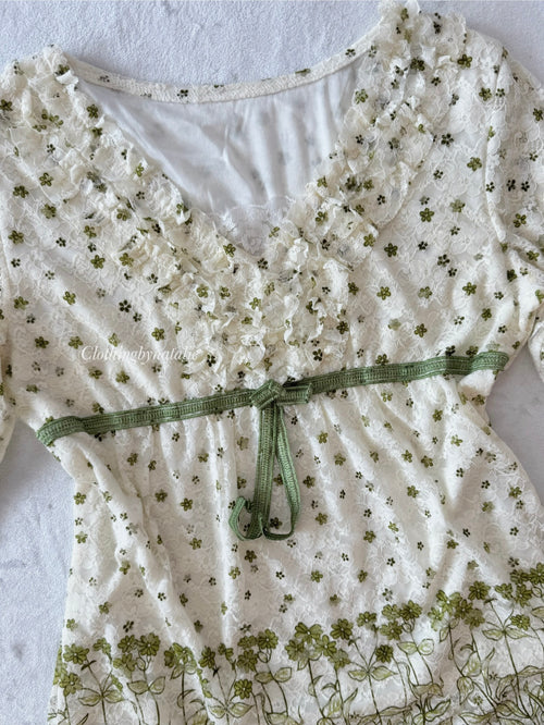 Fairy Y2K Green Lace Blouse (S/M)