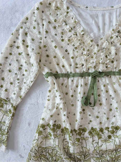 Fairy Y2K Green Lace Blouse (S/M)