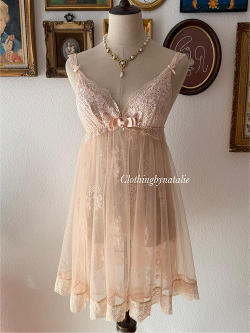 Romantic Peach Lace Babydoll size S/small M