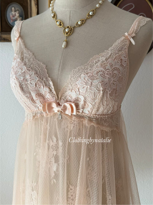 Romantic Peach Lace Babydoll size S/small M