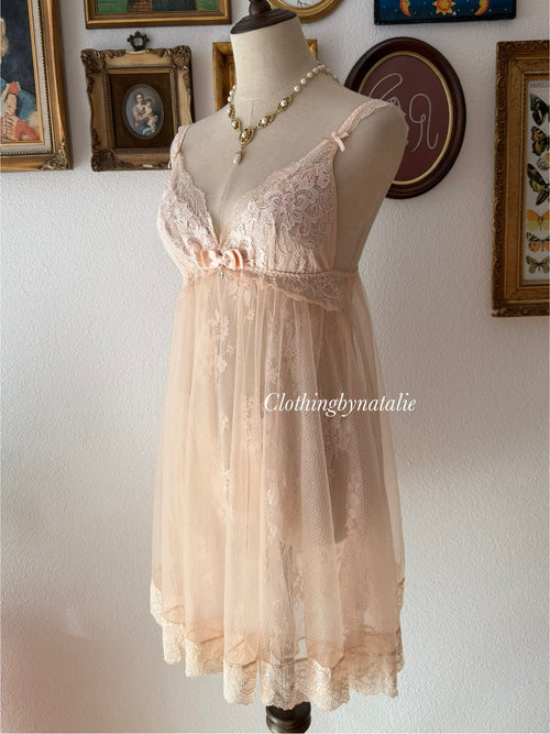Romantic Peach Lace Babydoll size S/small M
