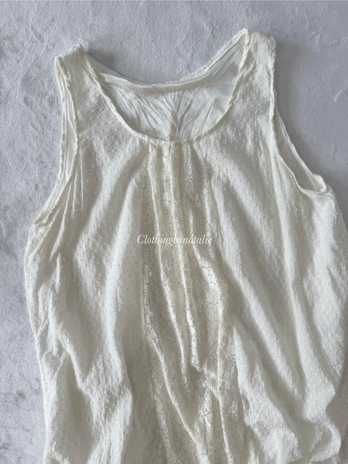 Y2K White Cotton Dress (S/M)
