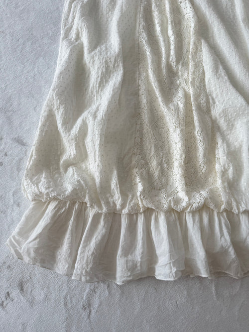 Y2K White Cotton Dress (S/M)