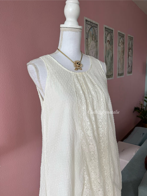 Y2K White Cotton Dress (S/M)