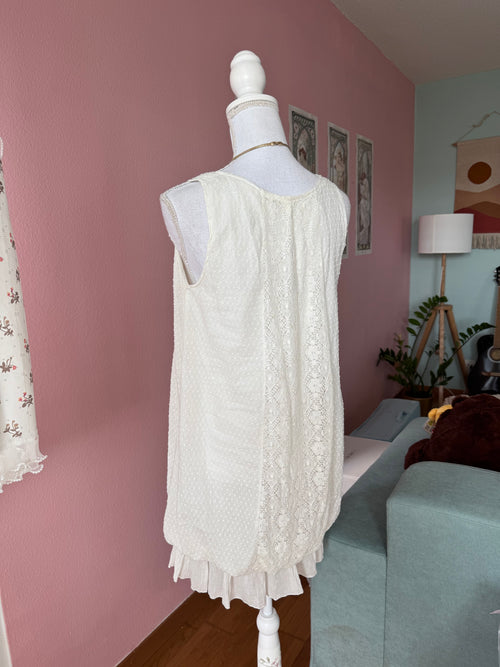 Y2K White Cotton Dress (S/M)