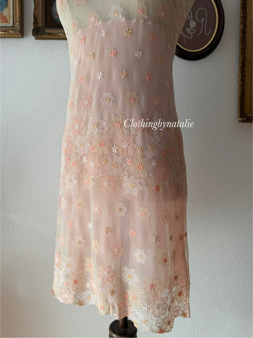 Floral Sheer Orange Slip size S