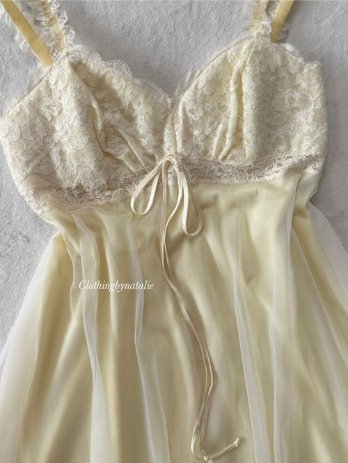 Vintage Olga Yellow Chiffon Babydoll size S/M