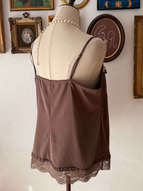 Brown Stretchy Satin Cami size L