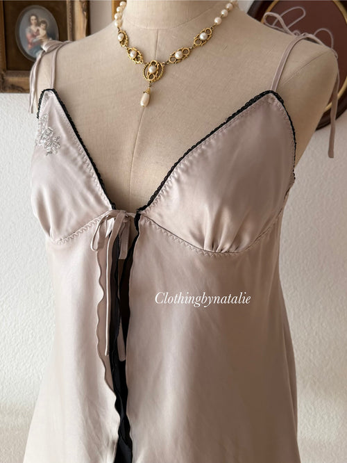Whimsical Grey Satin Babydoll size M