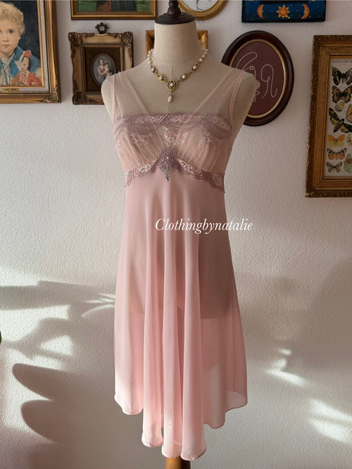 Romantic Pink Chiffon Babydoll size S