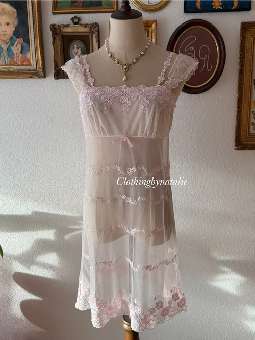 Romantic Sheer Rose Slip size M