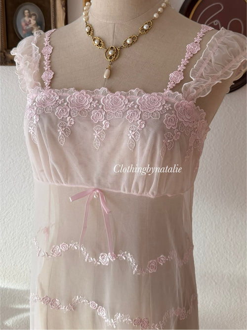 Romantic Sheer Rose Slip size M