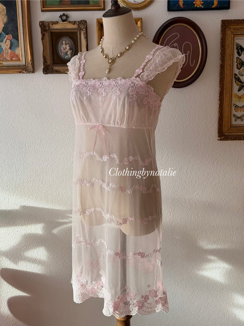 Romantic Sheer Rose Slip size M