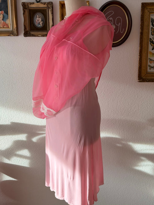 Vintage Pink Nylon Nightgown size S