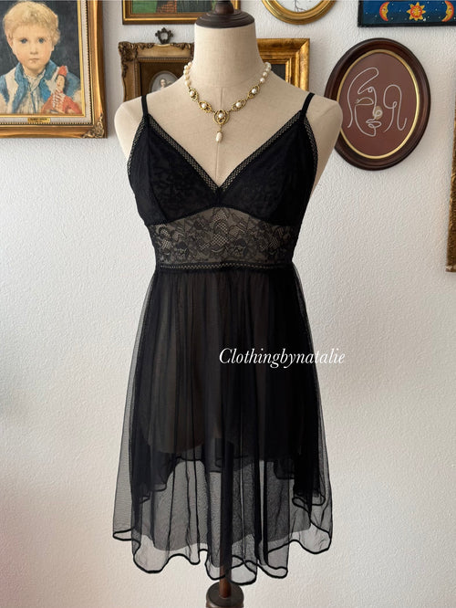 Sheer Black Lace Babydoll size S
