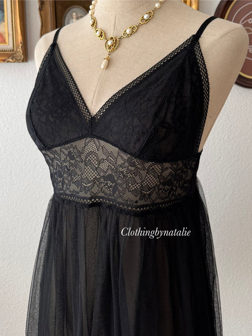 Sheer Black Lace Babydoll size S
