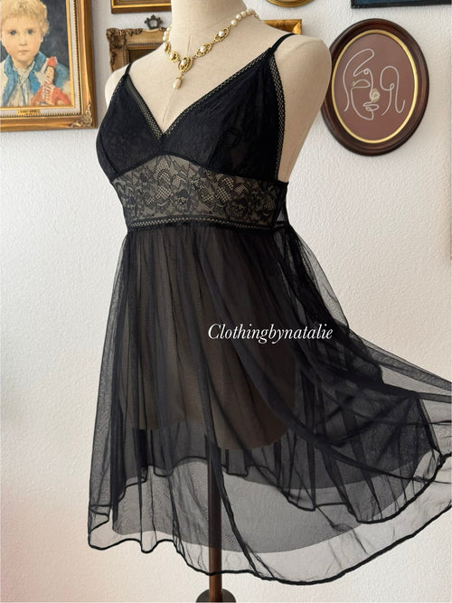 Sheer Black Lace Babydoll size S