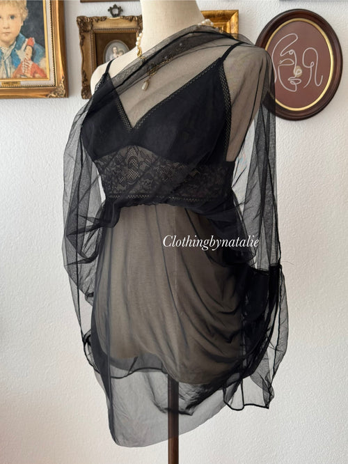 Sheer Black Lace Babydoll size S