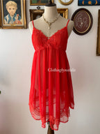 Red Lace Mesh Babydoll size S/M