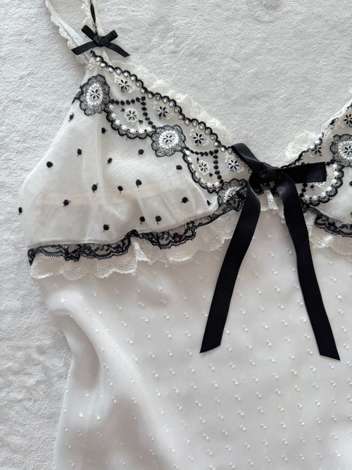 Black White Chiffon Slip Dress Size M