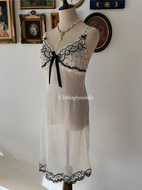 Black White Chiffon Slip Dress Size M