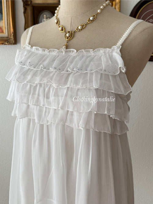 White Tiered Chiffon Dress size S