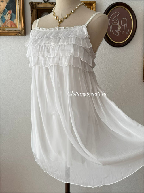White Tiered Chiffon Dress size S