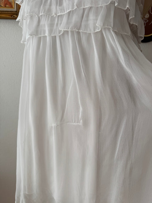 White Tiered Chiffon Dress size S
