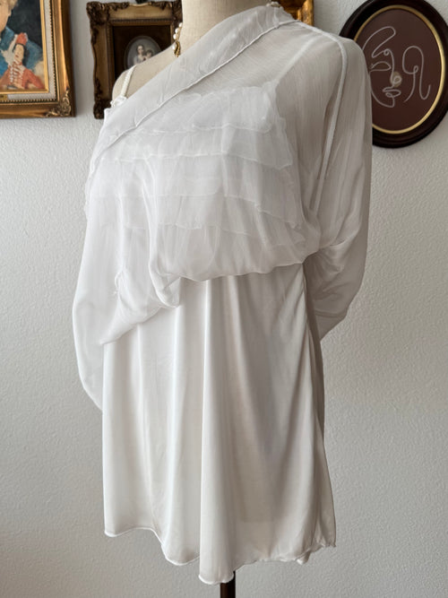 White Tiered Chiffon Dress size S