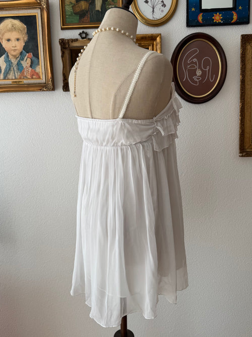 White Tiered Chiffon Dress size S
