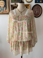 Garden Floral Chiffon Babydoll Dress Size M