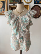 Blue Ruffle Blouse Size S