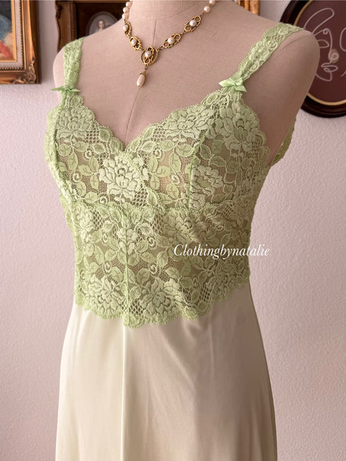 Green Nylon Lace Nightgown size S