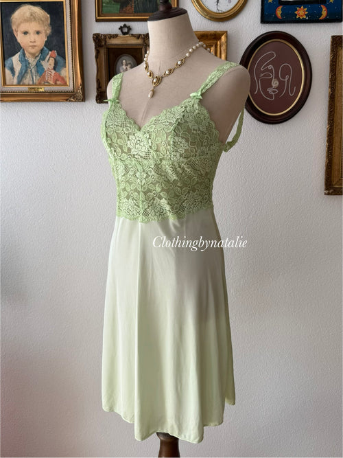 Green Nylon Lace Nightgown size S