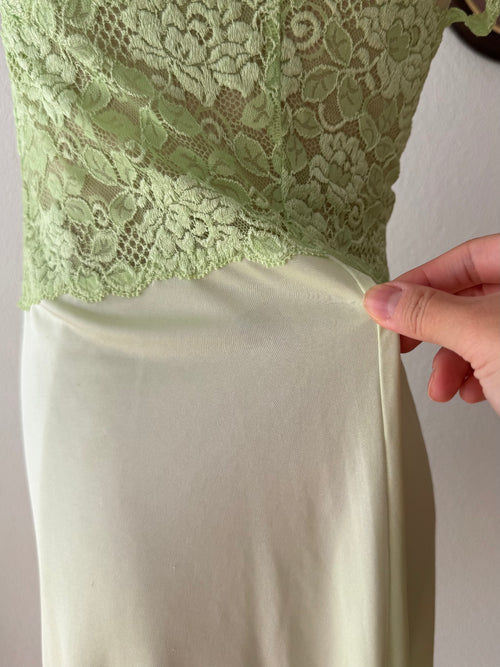 Green Nylon Lace Nightgown size S