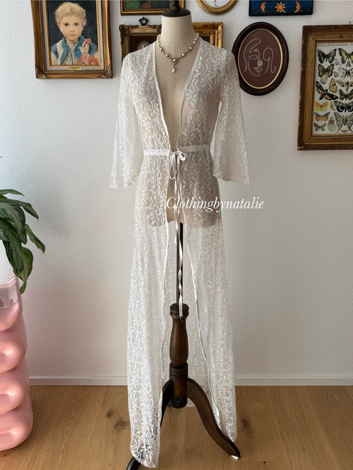White Lace Long Cardigan size S