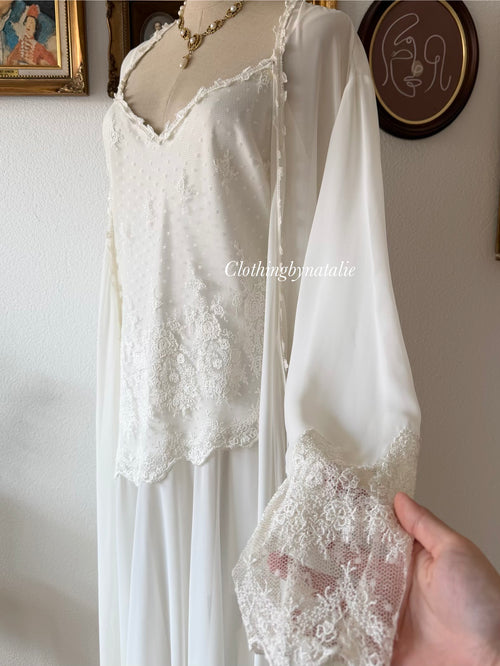 Delicates Bridal Chiffon Peignoir Set Size L
