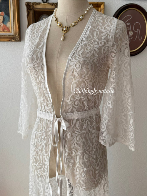 White Lace Long Cardigan size S