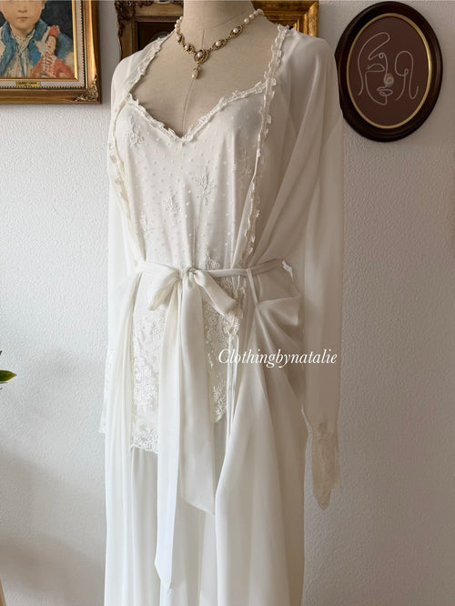 Delicates Bridal Chiffon Peignoir Set Size L