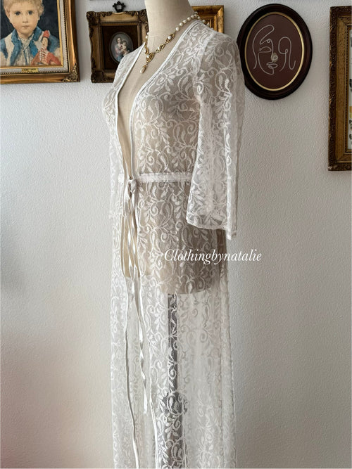 White Lace Long Cardigan size S
