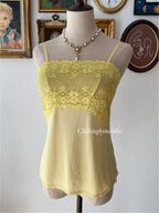 Yellow Nylon Lace Cami Size S