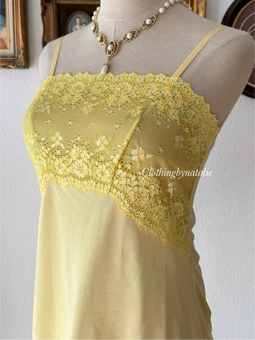 Yellow Nylon Lace Cami Size S