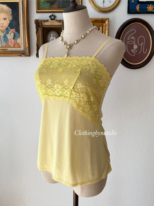 Yellow Nylon Lace Cami Size S