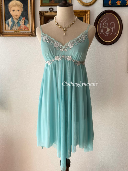 Mermaid Blue Mesh Slip size M