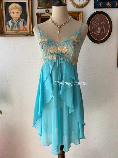 Butterfly Blue Chiffon Slip Size S/M