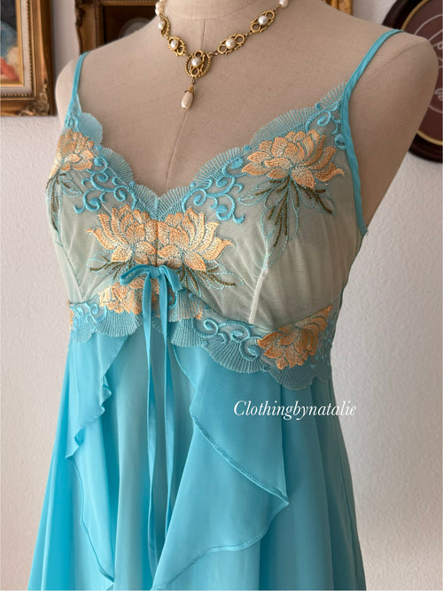 Butterfly Blue Chiffon Slip Size S/M