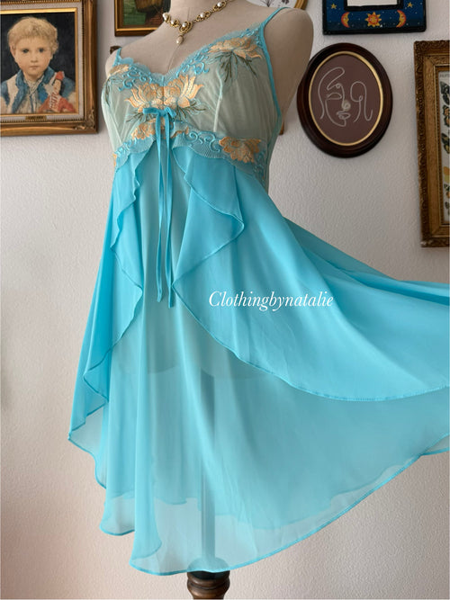 Butterfly Blue Chiffon Slip Size S/M